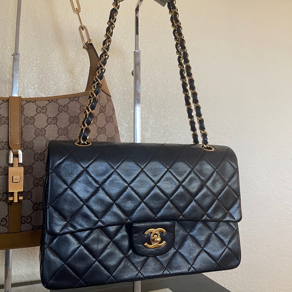 Chanel Black Quilted Lambskin Medium Classic Double Flap 24k-plated Hardware